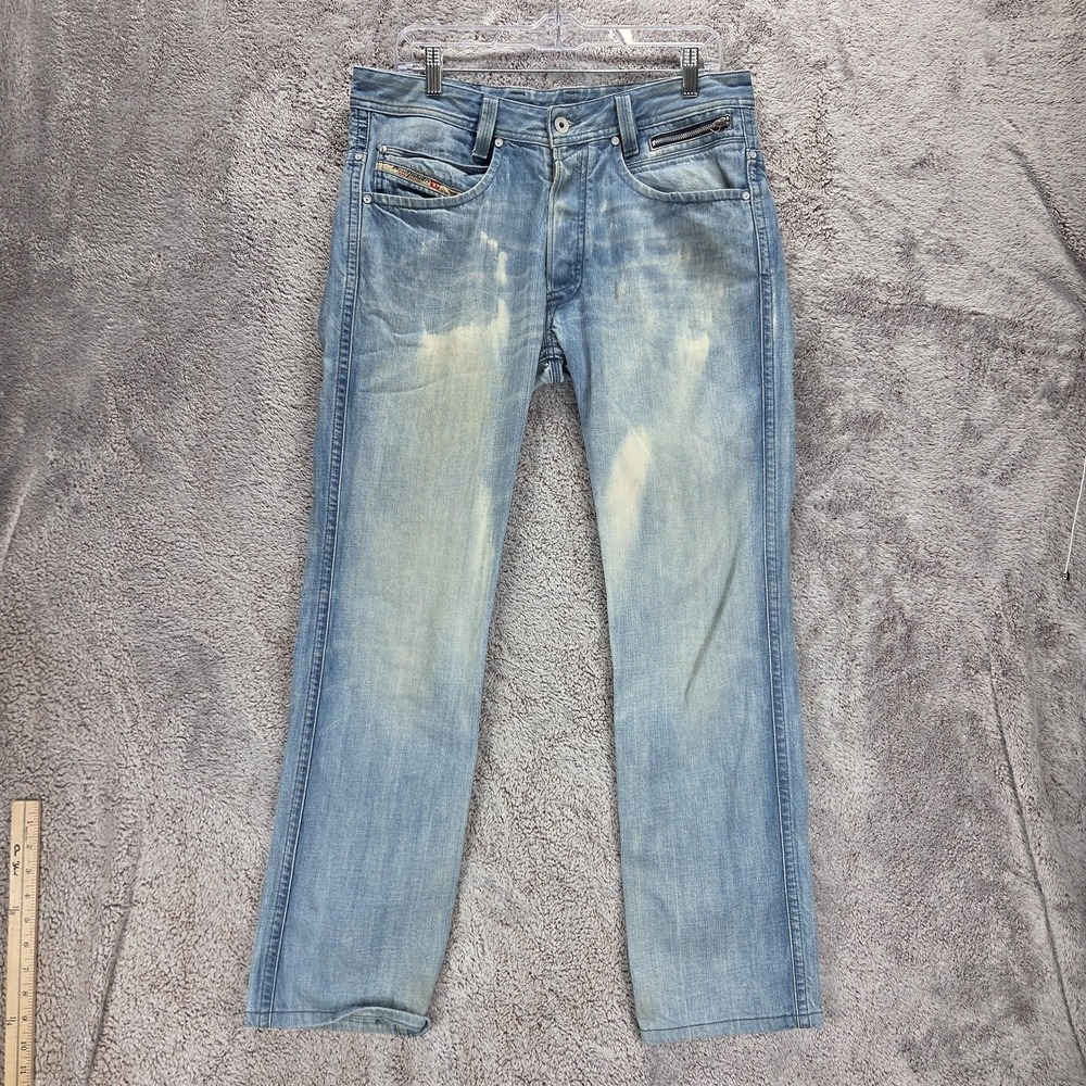 Diesel Jeans Mens 32x32 Blue Paddom Special Straight Italy Altered Hem 008AP